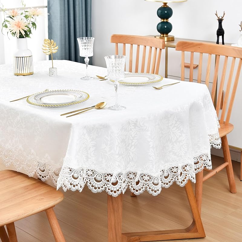 Elegant White Lace Jacquard Round Doily Tablecloth Table Topper Decoration Cover for Home Dresser Scarf and Table Centerpiece 24 Inch