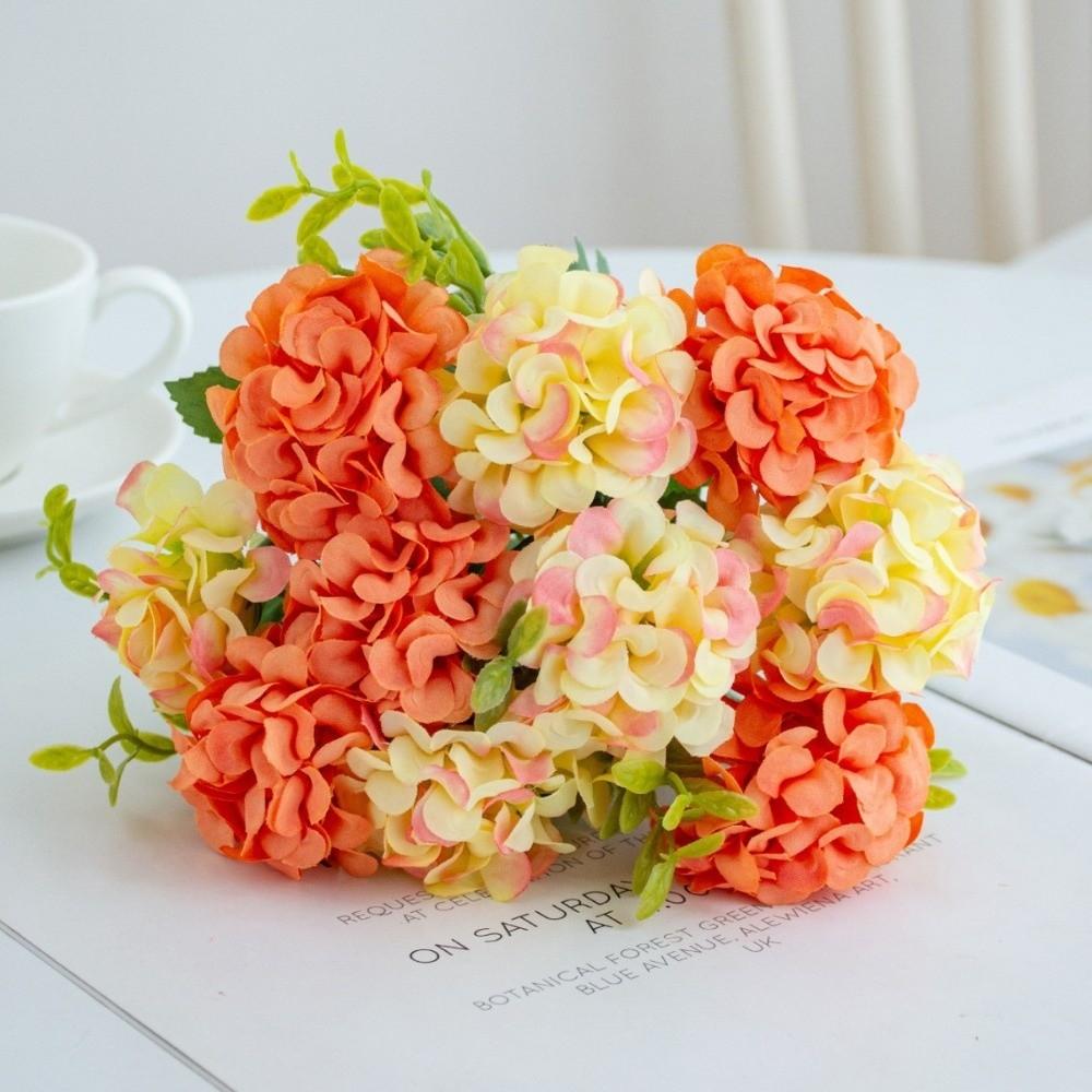 

Fake Plants Fake Flower 10 Heads Silk Flowers Lifelike Artificial Hydrangea Wedding Decor помаранчевий