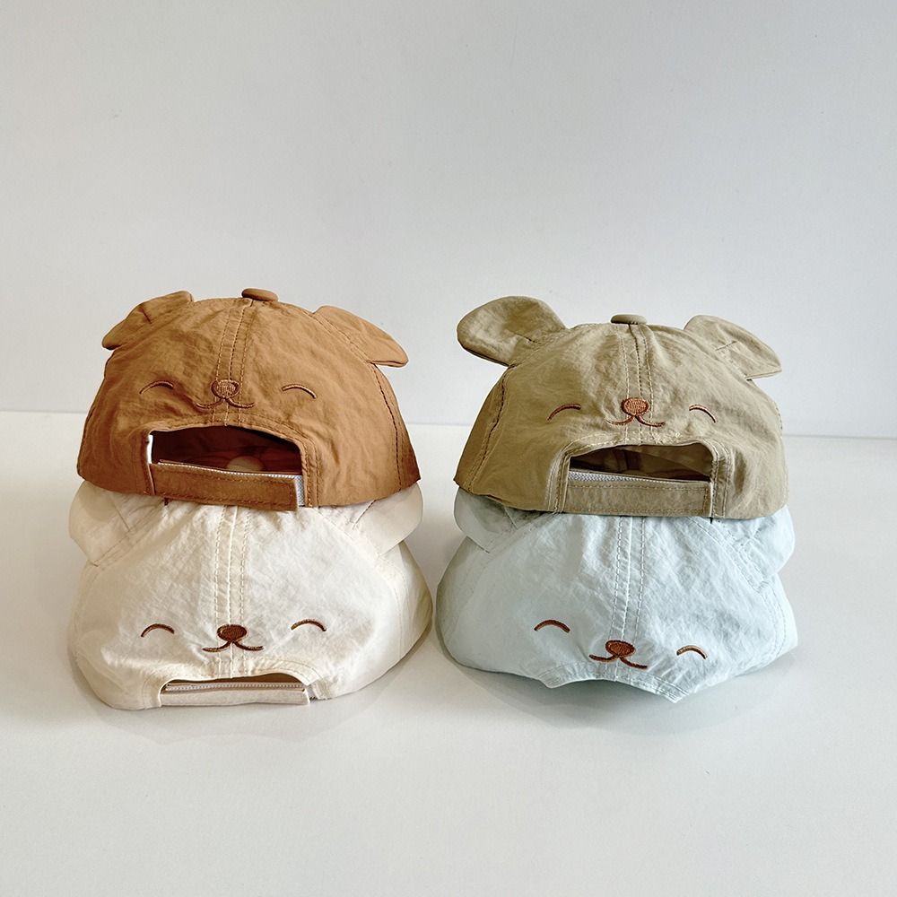 Little Bear Embroidery Kids Sun Hat Quick Drying Cartoon Bear Hat Duck Tongue Cap For Girls Boys