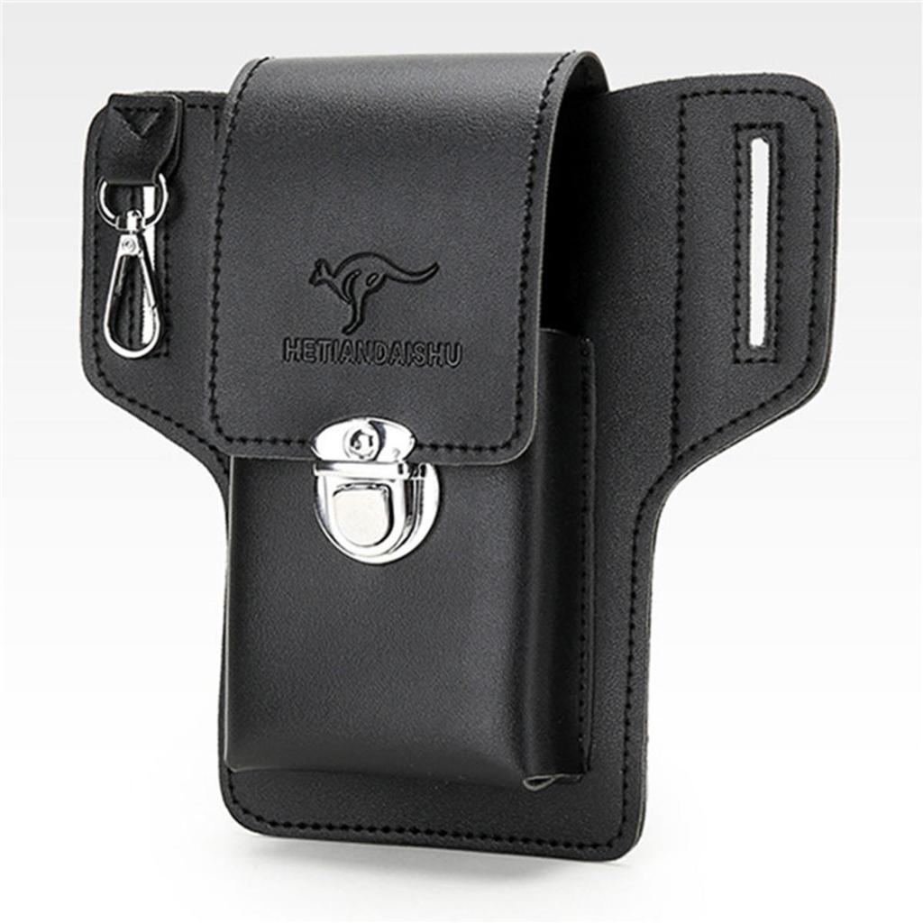 Phone Belt Bag For Men Cellphone Pouch Portable Wallet Waistpack Multifunctional PU Leather Fanny Pack Vertical Case Gift