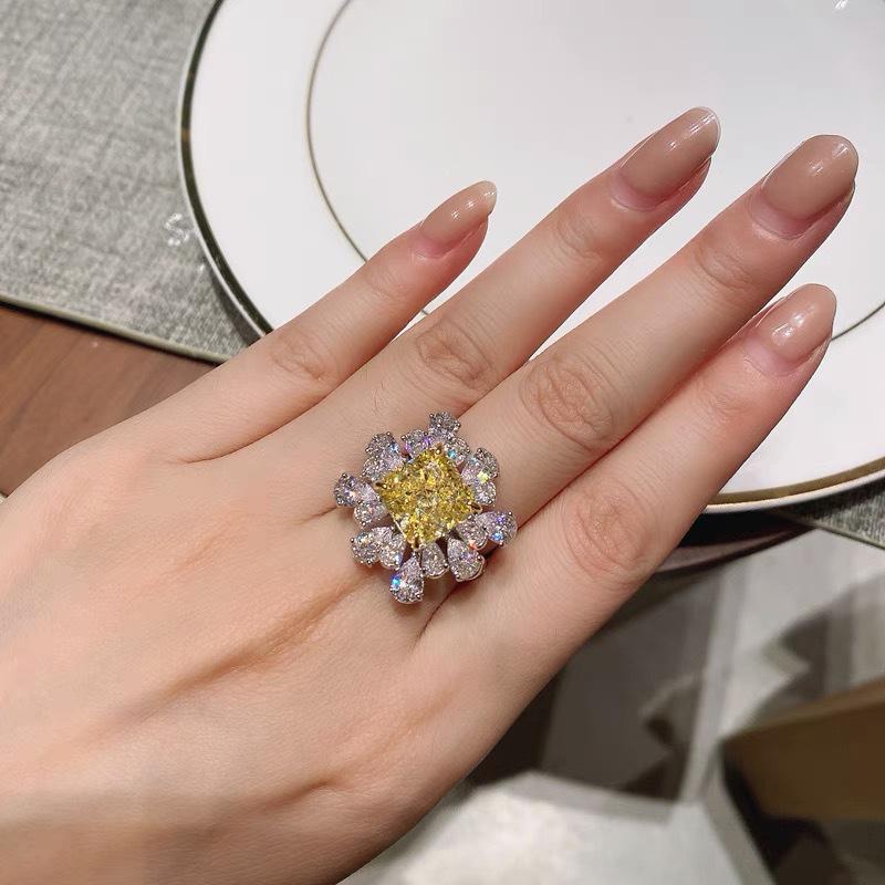 Yellow Diamond Gemstone Ring - Women s Luxury, Versatile, Elegant Index Finger Design Adjustable