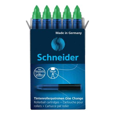 Schneider Rollerballstift Tintenpatrone 1 Schachtel mit 5 Strich Grün 185404 Ein-Wechsel-Breite 0,6 mm (Grün)