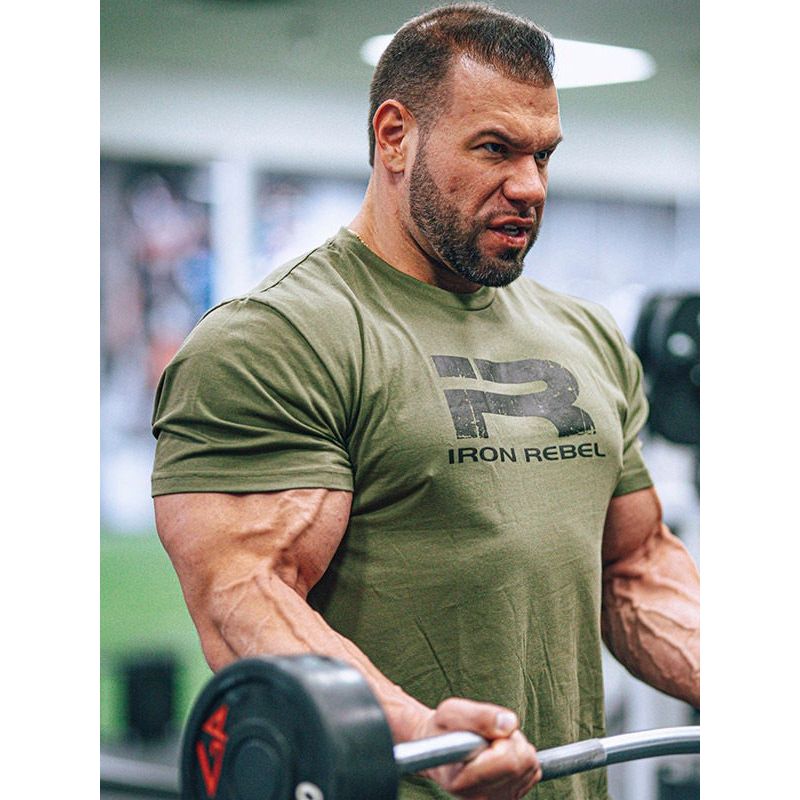 IR Genuine Goods Fashion Original Universal Beast Fitness Short Sleeve Full Cotton Casual Plus Size Loose Breathable Bodybuilding Elastic Clothing