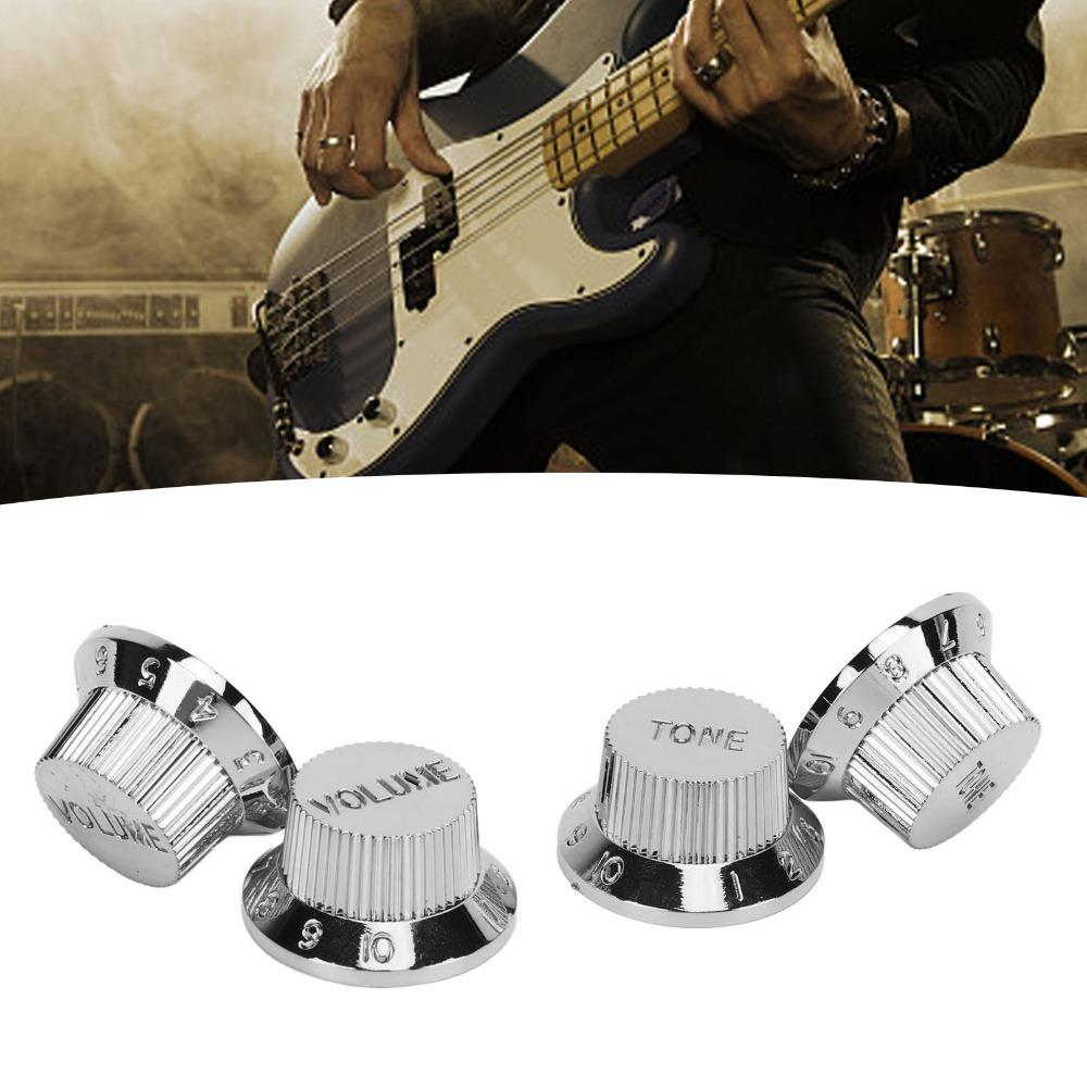 4PCS Polymer Guitar Potentiometer Knob Set Silver/Gold Electric Guitar Accessories Electric Guitar
