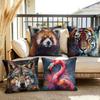 Lion Tiger Animal Cushion Cover Summer Linen Pillow Case Organic Fabric Cushion Cover DoubleSided Print Sofa Home Decor