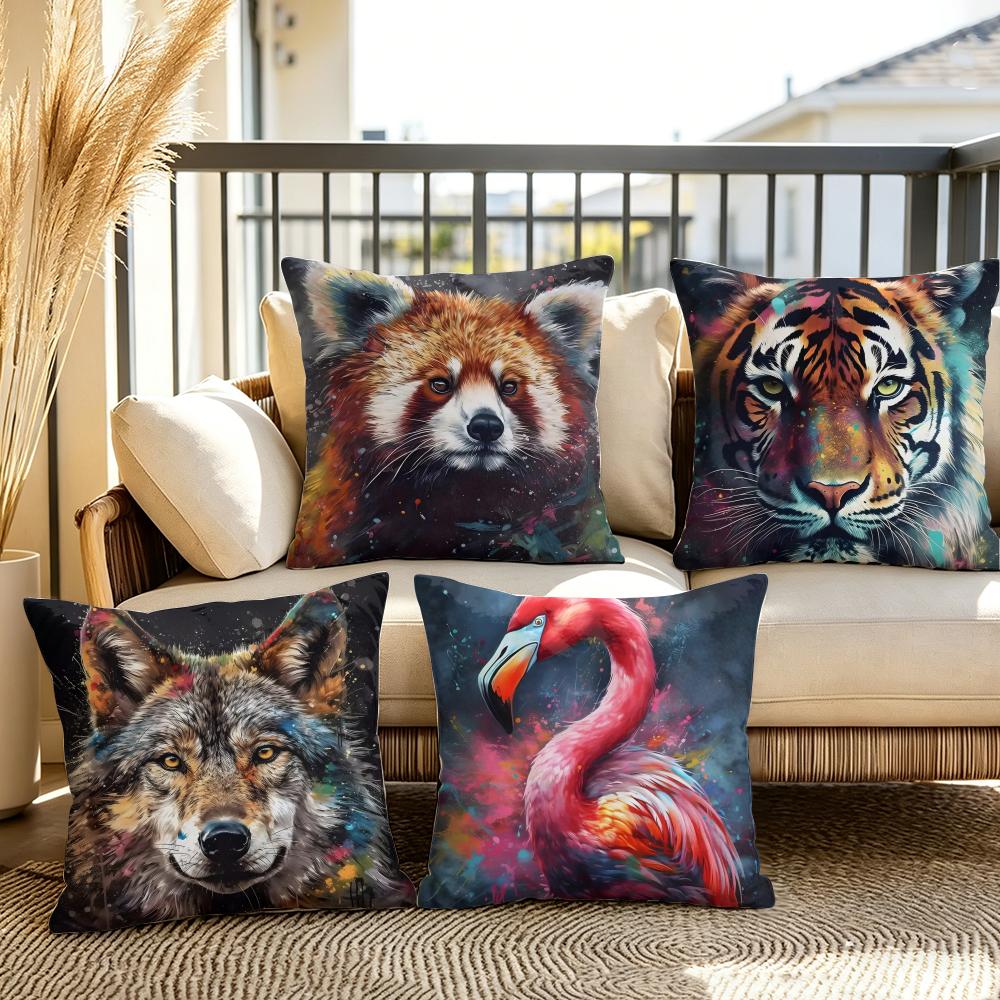Lion Tiger Animal Cushion Cover Summer Linen Pillow Case Organic Fabric Cushion Cover DoubleSided Print Sofa Home Decor