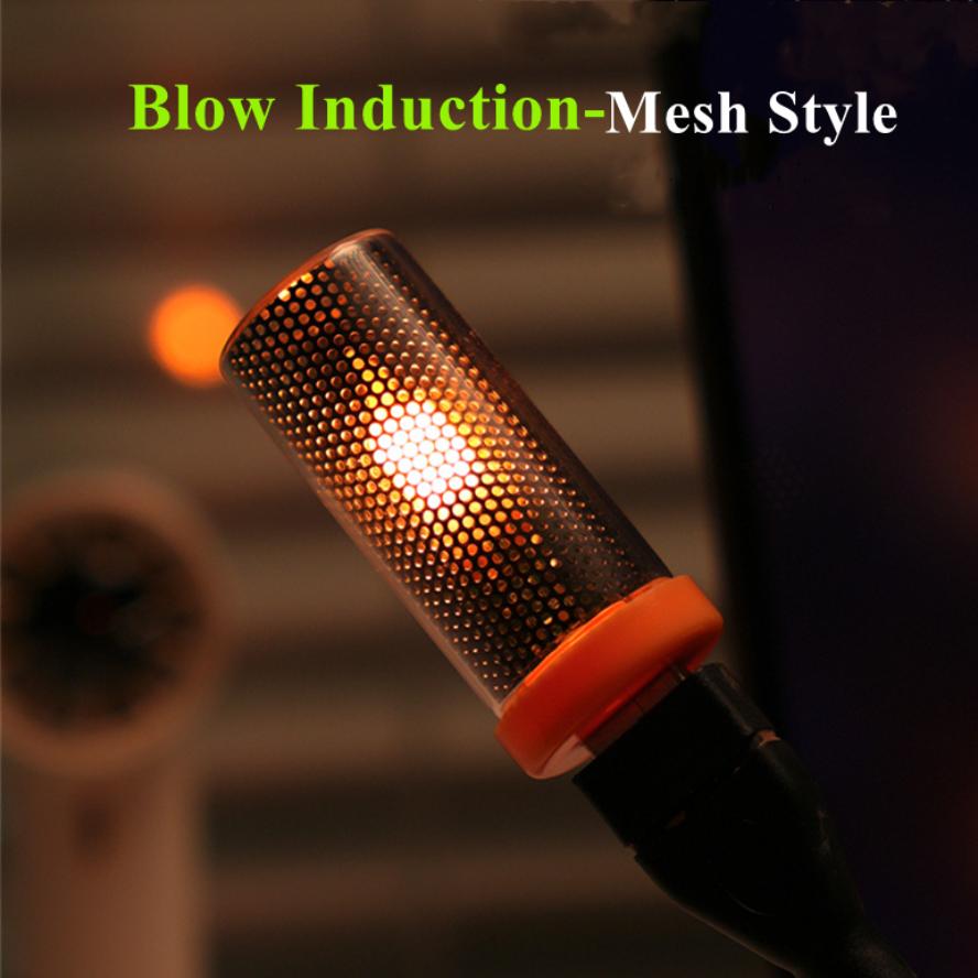 LED Flame Filament Frosted Clear Glass Night Light USB Blow Control Flashing Candle Light for Car Home Room Laptop PC Decoration