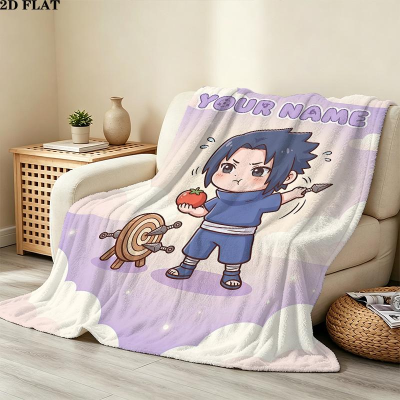 Custom Name,Naruto Printed Flannel Blanket, soft throw for bedroom sofa, washable, Christmas present, great gift.