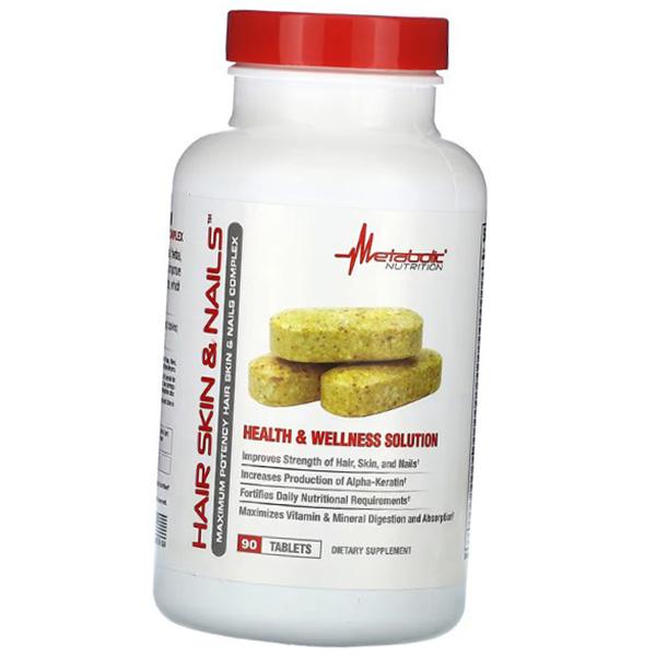 

Vitamins for skin, hair and nails, Hair Skin and Nails, Metabolic Nutrition 90 tablets (36646002) 90tab