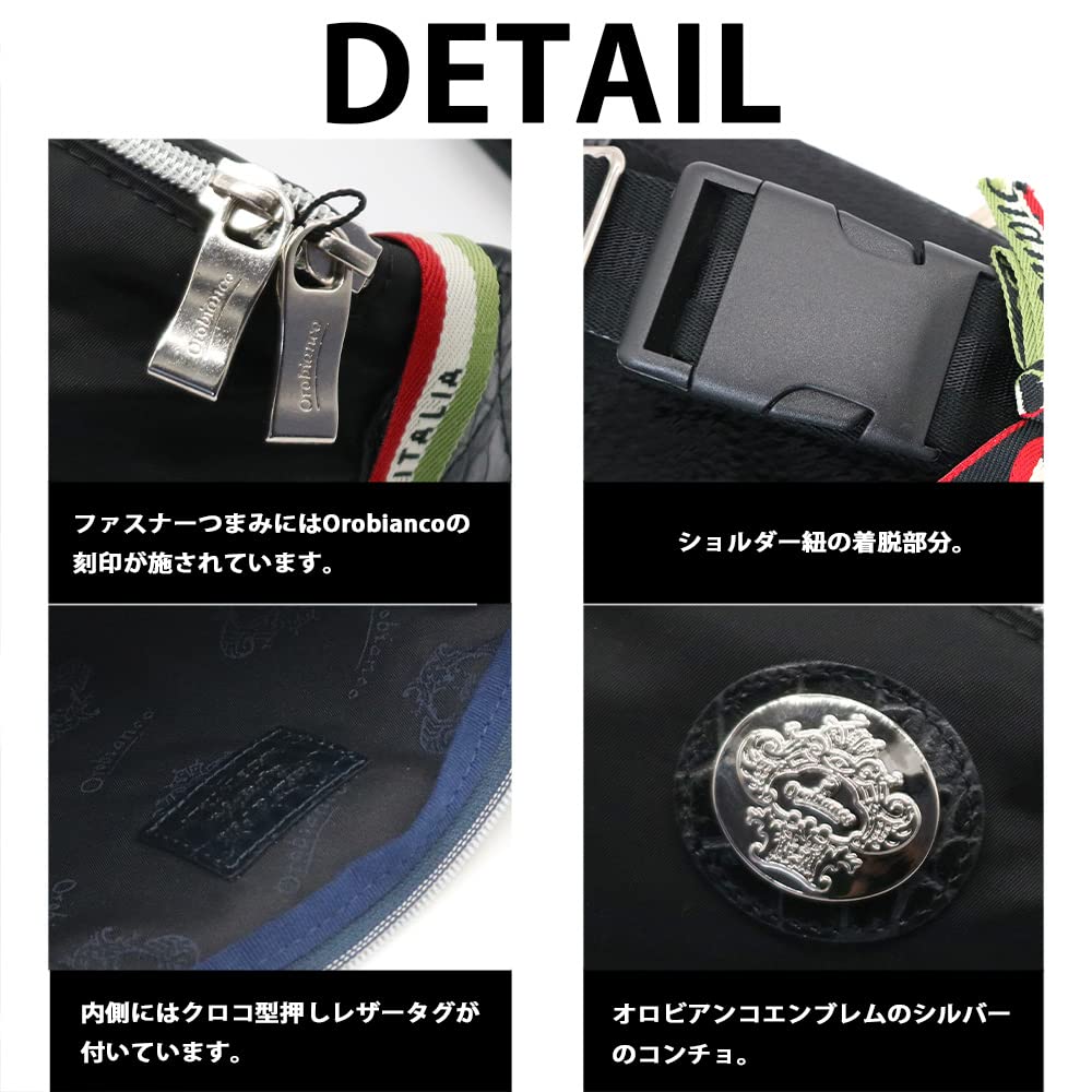 Orobianco Men's Genuine Leather Limonta Nylon Shoulder Bag, Made in Italy, Mini, Crossbody Nylon and Leather, GOCCIA-C (Blue SCURONavy)