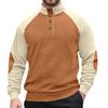 New Men's Long-Sleeved Stand-Up Collar Outdoor Sweatshirt Corduroy Button-Front Casual Sports Henley Top
