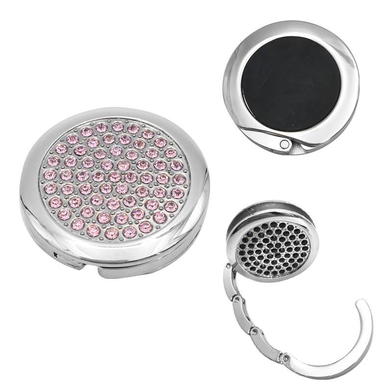 Foldable Round Rhinestone Handbag Hook - Portable Hanger & Holiday Gift