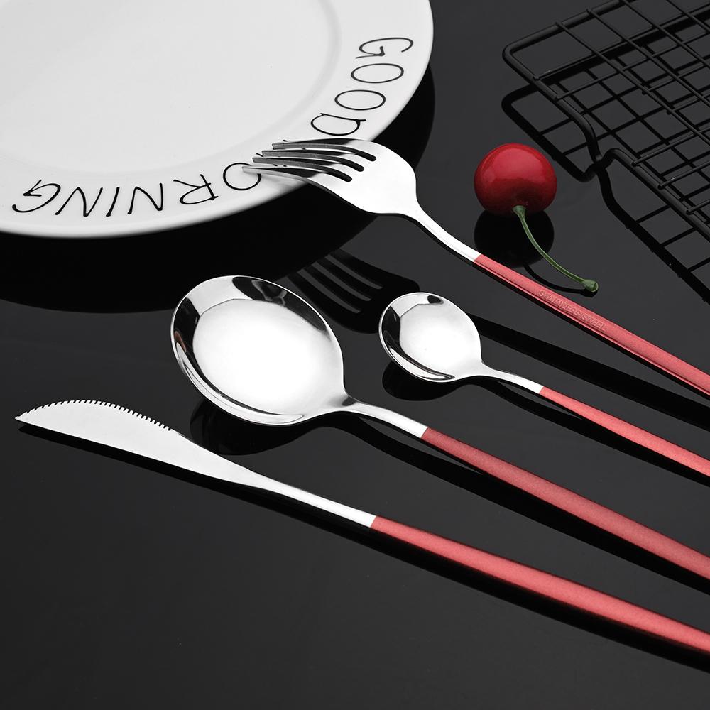 Set de tacâmuri din argint, cuțit, furculiță, linguri, veselă din oțel inoxidabil, tacâmuri occidentale, set de tacâmuri de bucătărie, 16 buc.