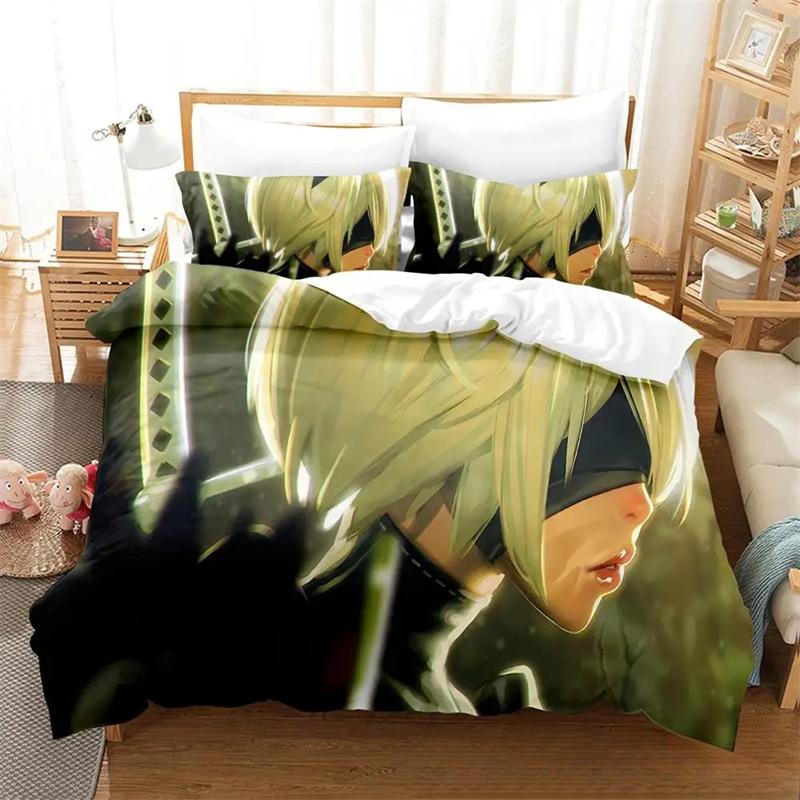 Druk 3D Anime Gra NieR Automata 2B Zestaw Pościeli Chłopcy Dziewczęta Rozmiar Twin Queen King Poszwa na Kołdrę Poszewka na Poduszkę Łóżko chłopcy Dorosły 2/3 szt.