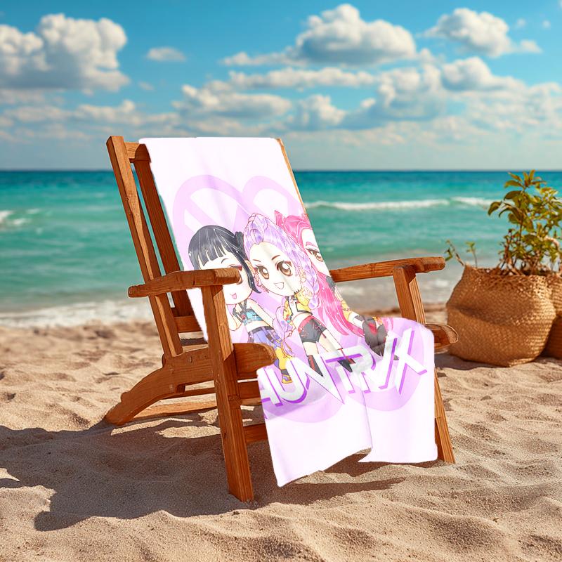 1pc KPop Demon Hunters3 Beach Towel, Comfortable and Thick, and Swimming/Bath/Picnic/Camping Towel, Suitable for Seaside Beaches