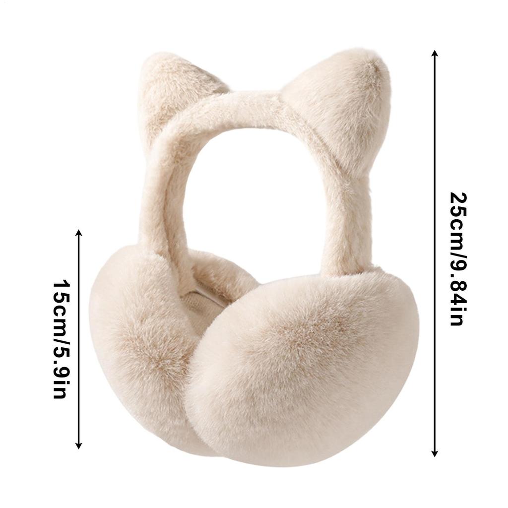 Earmuffs For Women Cute Windproof Foldable Plush Cover Winter Women Running Cat Ear Warmers For Kids Girls Cold Weather Outdoor
