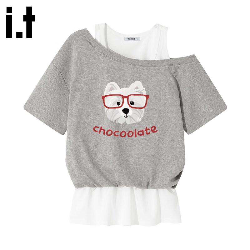 CHOCOOLATE Women s One-Shoulder Cartoon Print T-Shirt S
