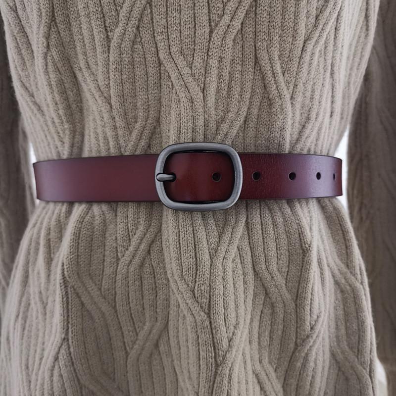 

Girl Solid Color Fashionable Pure Leather Belt D Shaped Buckle Daily Casual Use 115cm дубильная кора