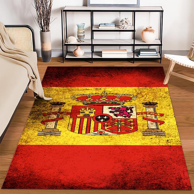Luxuriöser Teppich mit spanischem Wappen-Design in Rot & Gelb Geeignet zur Verwendung als Anti-Rutsch für Wohnzimmer Schlafzimmer Sofas
