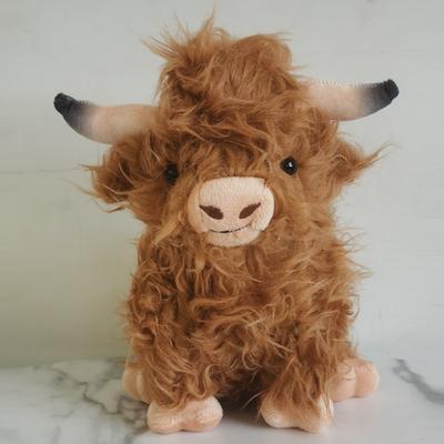 Highland Cow Scottish Highland Bull Plush Toy, Cute Long Hair Bull Doll.