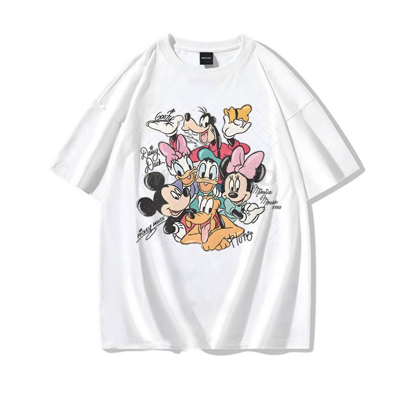 

Ретро футболка с Микки и друзьями для мужчин и женщин, летняя футболка с коротким рукавом, наряды для девочек, хлопок с круглым вырезом, винтажная футболка с Микки S