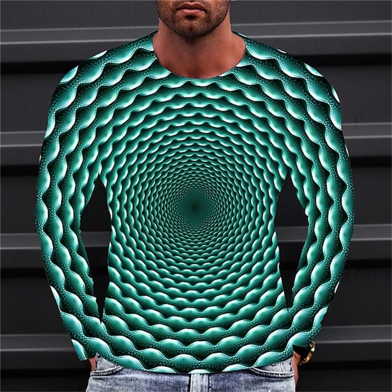 Funny Optical Illusions Graphic T Shirt Fashion Casual 3D Printed Long Sleeve T-shirt Catch Eyes Streetwear Personalization Tees
