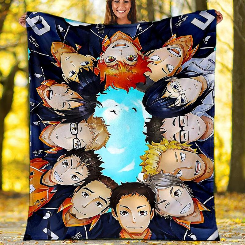 Haikyu Theme Printed Blanket - Perfect for Couch, Bed, Travel & Outdoor Use | Machine Washable, Cozy & Durable.