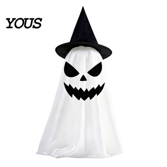 Halloween Ghost Decor Decoration, Indoor Tabletop Standing with Witch Spooky White Ornament Hat/Bow for Mantel Dining Table Party Home