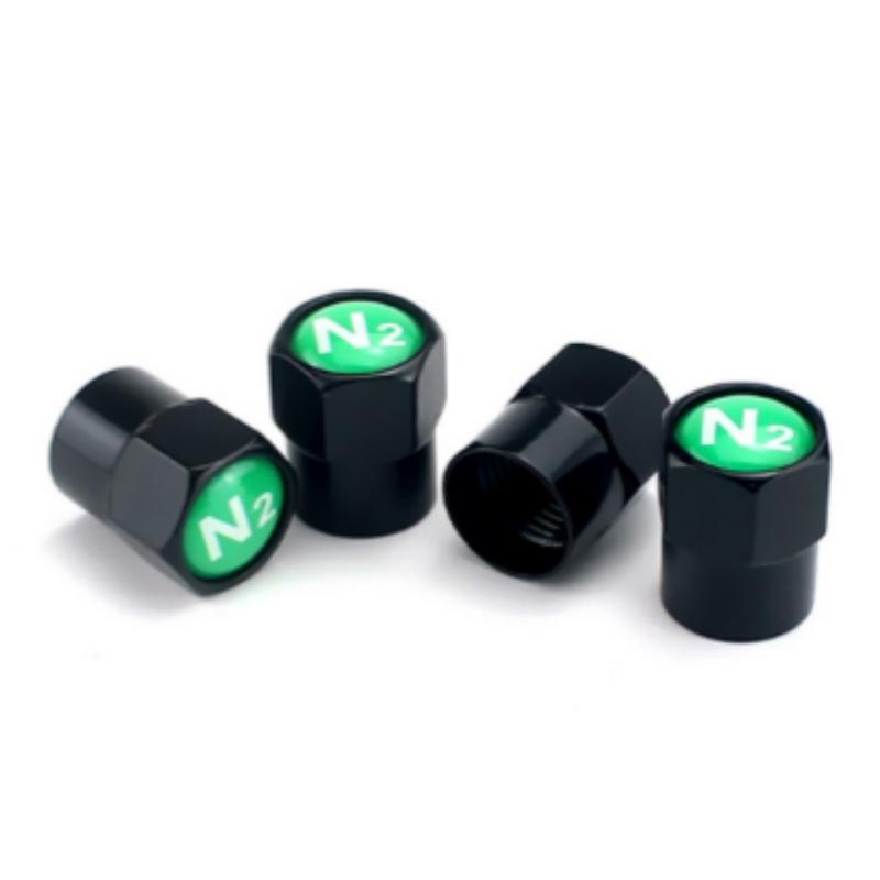 4X New N2 Car General Tire Cap Nitrogen Green Copper Tire Stem Valve Caps Covers  Auto Accessories Tire Wheel Rim Dust Cover