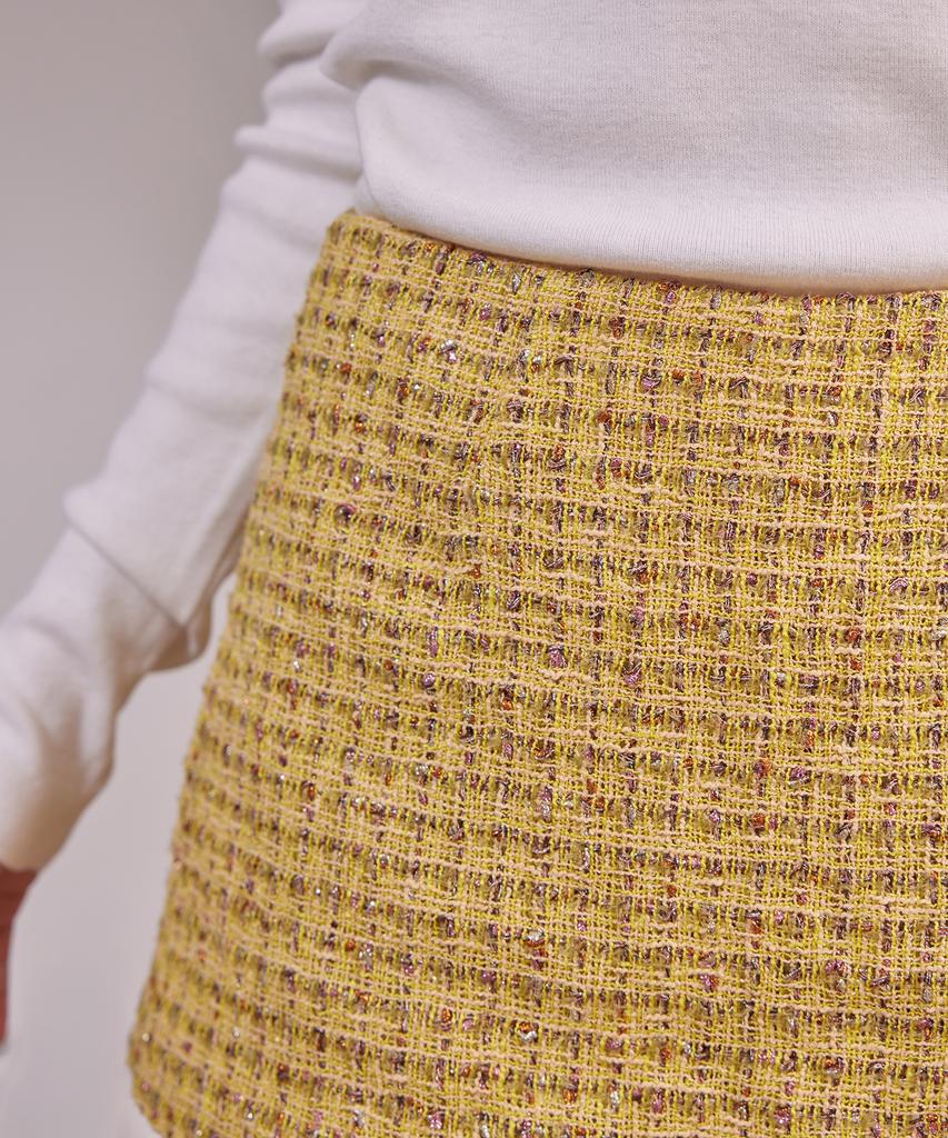 Lapineatteullie Classic Tweed Skirt Pants Yellow