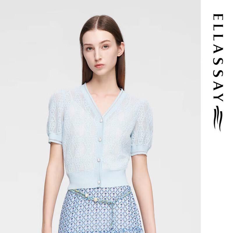 

ELLASSAY Pearl Button V-Neck Knit Top for Women S