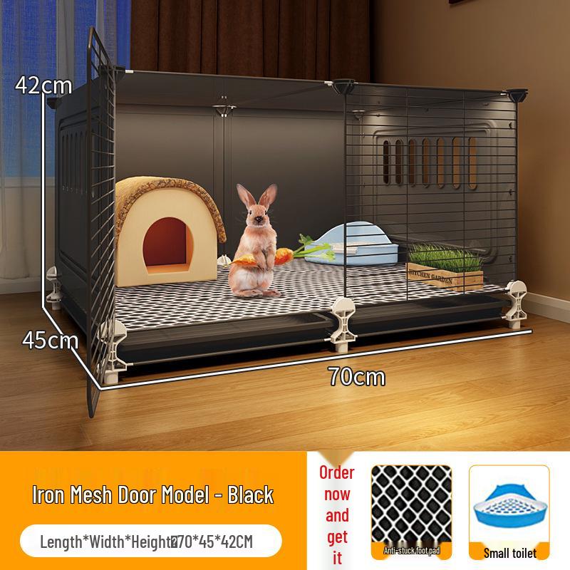 Großer Kaninchenkäfig mit integrierter Toilette für Zuhause - Geeignet für Meerschweinchen und Zierhaustiere