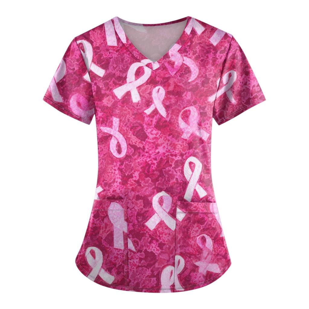 Moda para Mujer Monos de Manga Corta con Cuello en V con Bolsillos Tops Estampados Ropa
