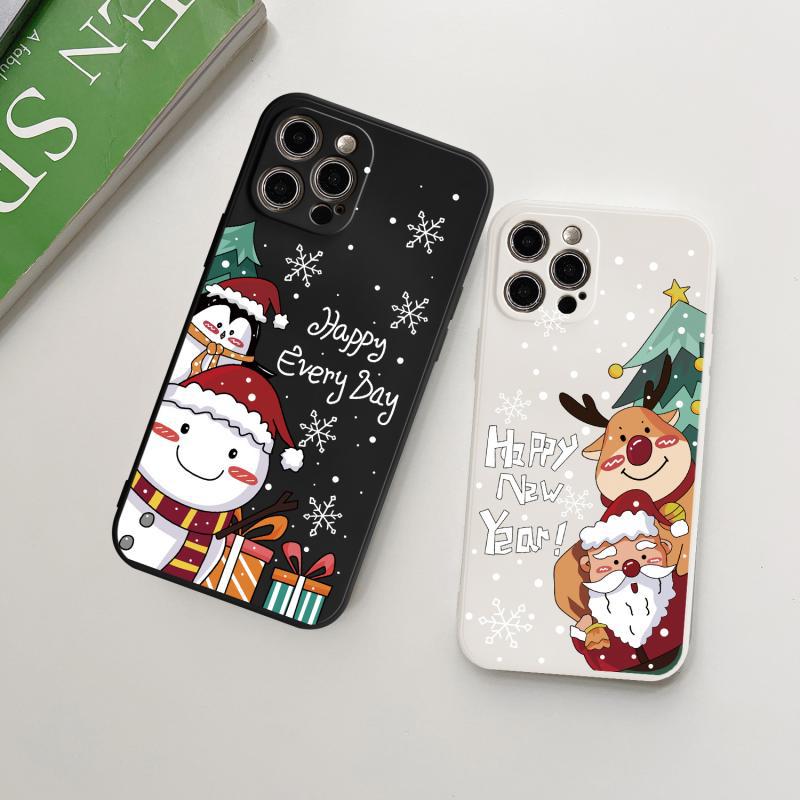 Husă transparentă pentru telefon pentru Crăciun Fericit pentru iPhone 15 14 13 12 11 Pro Max XS Max X XR 8 7 Plus Cadouri de An Nou Fericit Husă din spate moale, rezistentă la șocuri