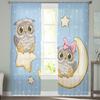 Cute Owl Star Moon Sheer Curtains For Living Room Bedroom Tulle Curtains Kitchen Window Treatments Panel Drapes