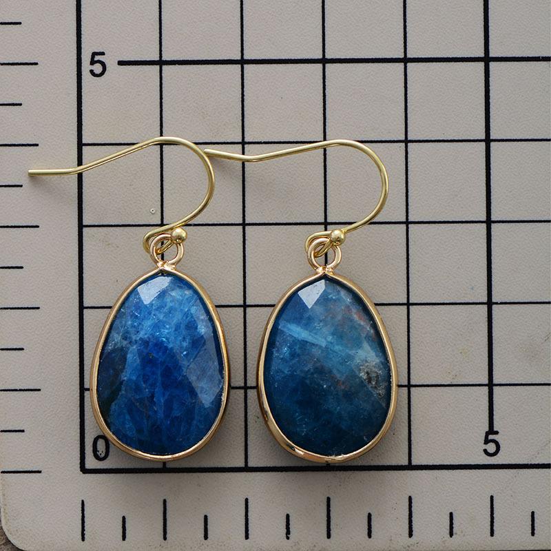 BLINGBAY Brincos com Pingente Feminino Novos Brincos Simples com Pingente de Pedra Natural Estilo Étnico Retro Acessórios Elegantes Joias Modernas Presentes Azul