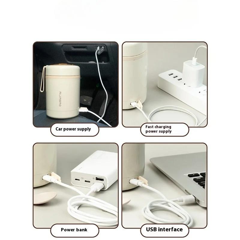 304 Stainless Steel USB Smart Mug Fast Heating Car Cup Warmer 12H Heat Retention Travel Thermos for Office Commute Gym Camping