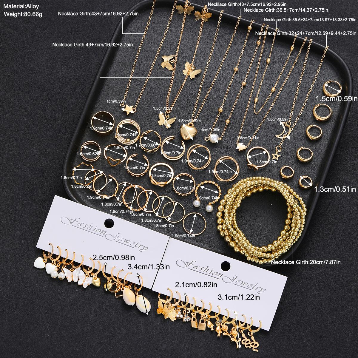 

Комплект украшений IF ME для женщин - Включает серьги, кольца, браслеты с бусинами, ожерелья с сердцем, бабочкой, украшения с геометрическим дизайном