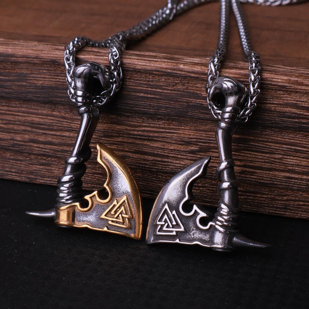 Viking Rune Axe Titanium Steel Pendant Necklace European and American Men's Creative Stainless Steel Accessories