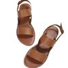 Flat-soled sandals women's 2025 summer new round head one-word buckle for casual wear large size sandals brown