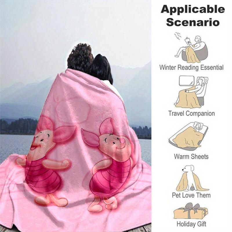 1pc Piglet Blanket Cute Piggy Throw for Room Decor, Soft Coverlet for Bed, Couch, Car, Travel, Camping, Office Nap