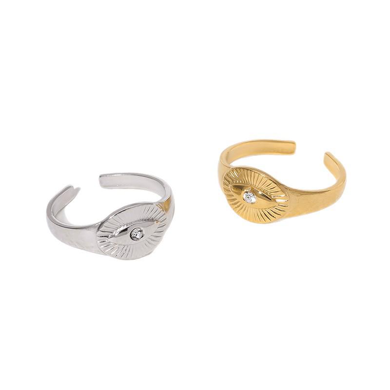 Vintage Stainless Steel Rhinestone Ring: European & American Women's Trend