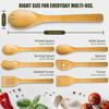 IOOLEEM Bamboo Wooden Spoons for Cooking 6 Pcs 12 Inch, Non-Stick Wooden Kitchen Utensils Set, Natural and Durable Wooden Spatula Spoons for
