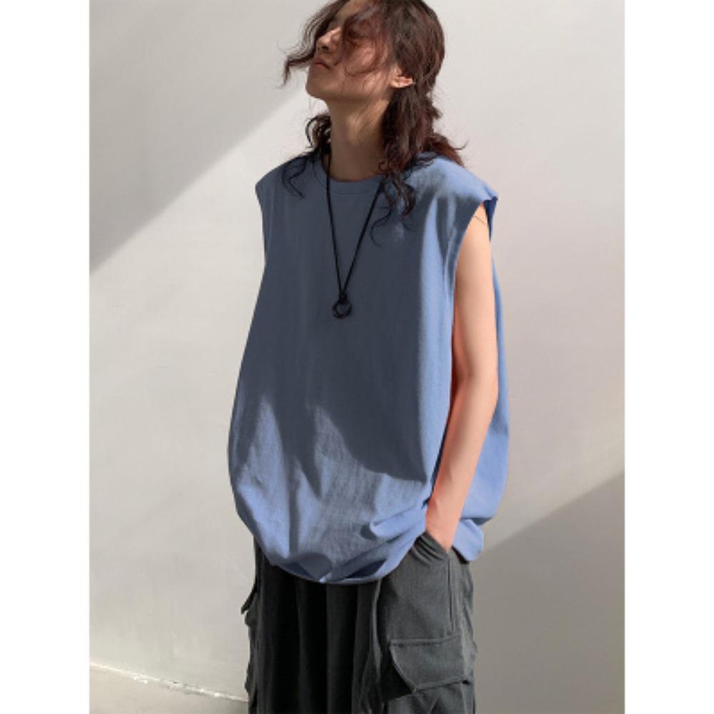 Summer New Kam Shoulder Basketball Sweatshirt Sports Tank Top Men's Sleeveless T-shirt Loose Trendy Large Solid