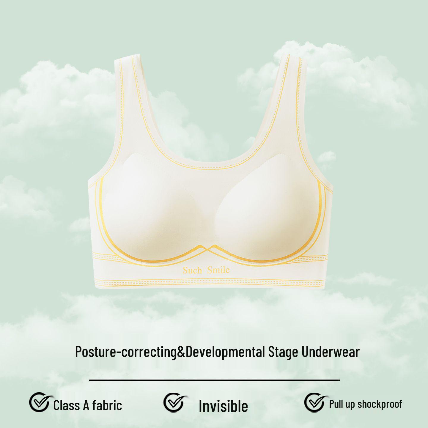 Seamless Invisible Lifting Sports Bra for Growing Girls - Breathable, Comfortable, Vest Style with Fixed Cup