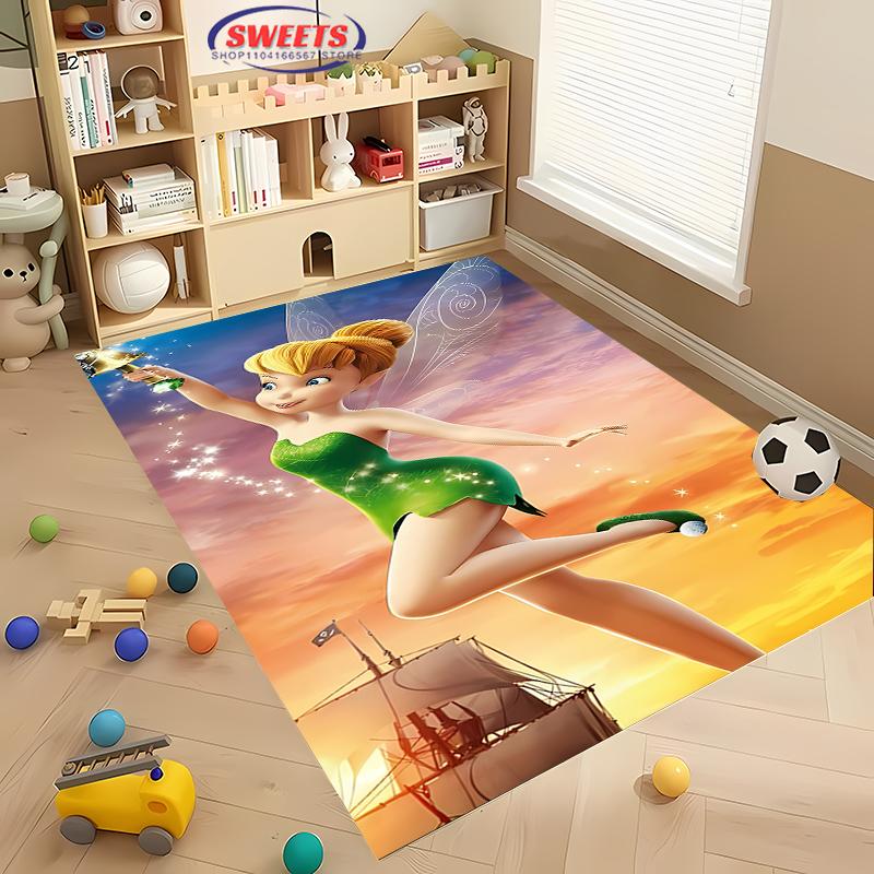 NO.1Cartoon Disney Princess Carpet,Tinker Bell Living Room Bedroom Bed Mat,Comfortable Non-slip Durable Rug,Machine Washable Rug
