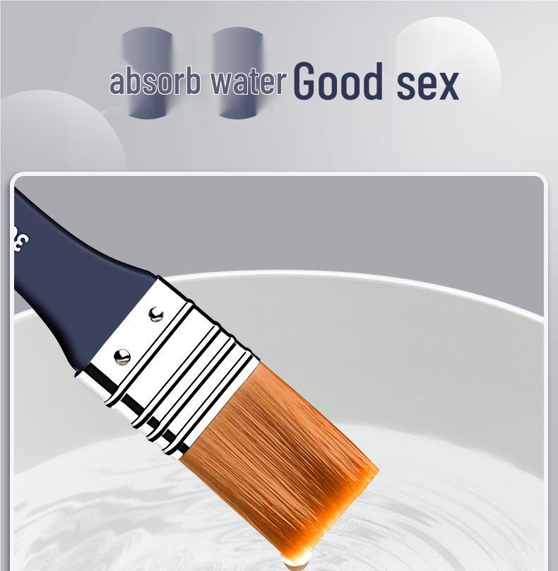 Flat Nylon Paintbrush for Oil, Acrylic, Gouache, Watercolor - Beginner Painting Tool