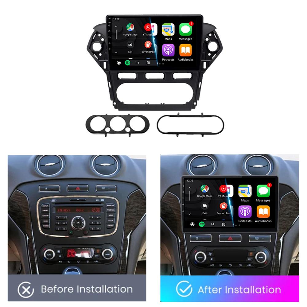 Car Radio Android 14 Carplay Auto For Ford Mondeo 4 Mk4 2010 - 2014 Navigation GPS Multimedia Player Stereo wifi+4G BT Video DVD
