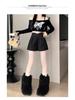 Women's Gray High-Waist Woolen Wide-Leg Pants: 2024 Autumn/Winter Slimming A-Line Shorts