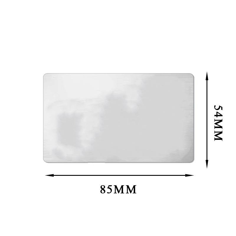 

85x54MM Free Customizable Engraved Card Text Logo Business ID Plate Steel Metal Tag Name Badges For Wallet Insert Card Gift Color Printing срібний
